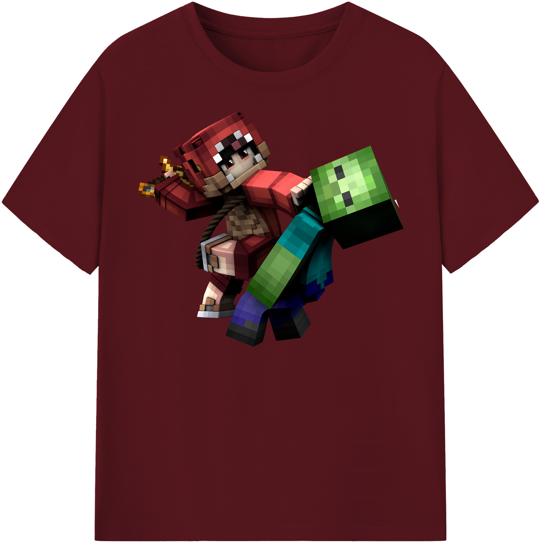 （画像用） マインクラフト ブロックの世界 Minecraft MC Block world 綿100％半袖Tシャツ（フロントプリント）
